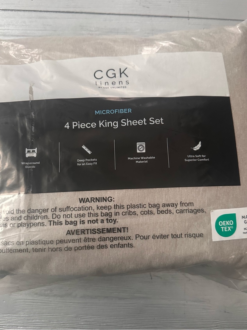 Microfiber 4-Piece King Sheet Set - Beige